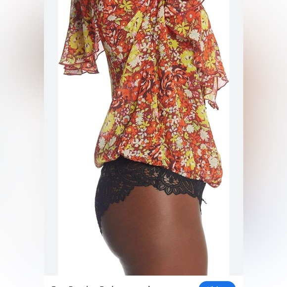 Free People Floral Bodysuit Ruffle Lace Boho Orange Color Size XS - Picture 9 of 10